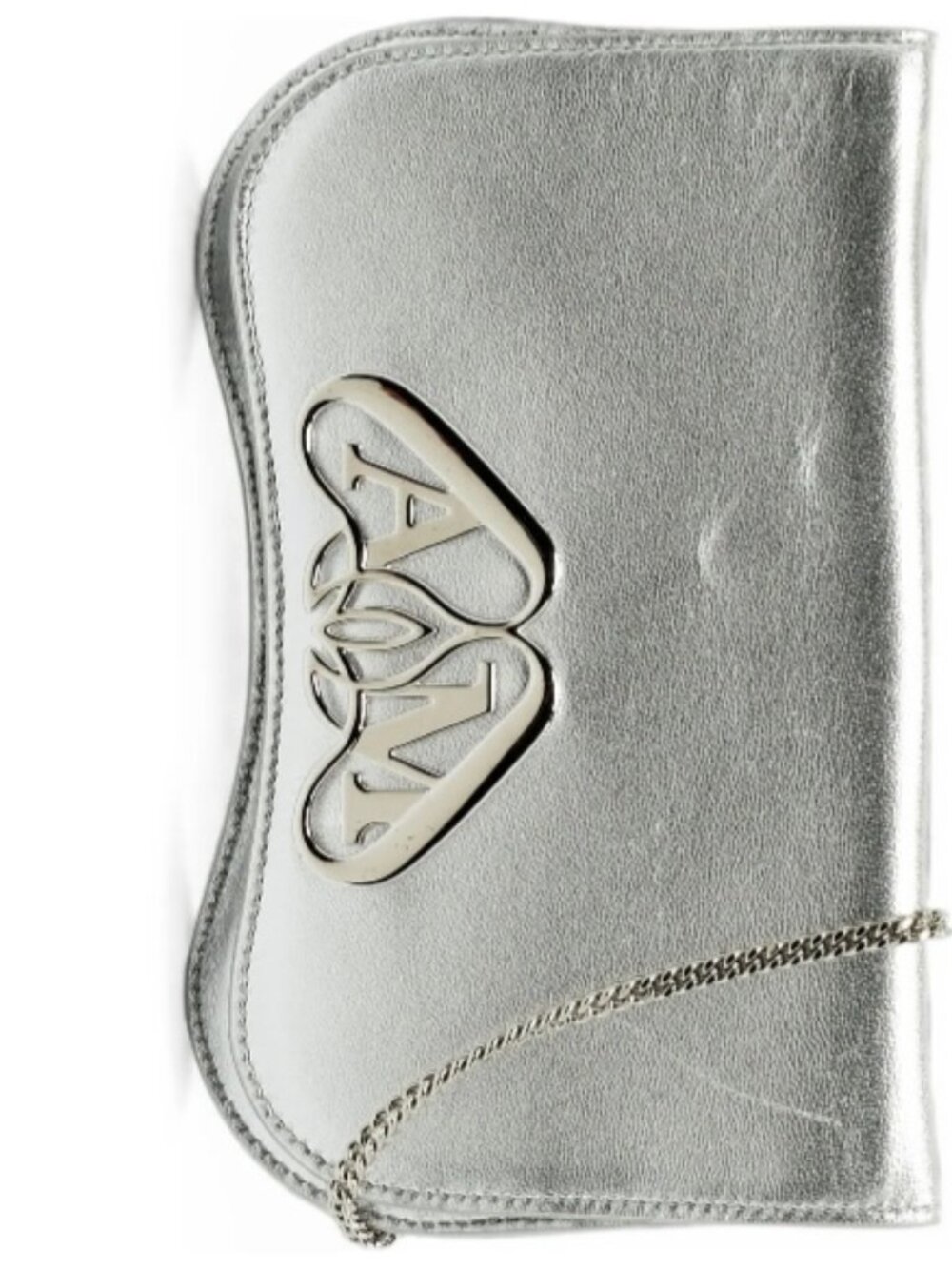 Alexander mcqueen silver wallet bag evening